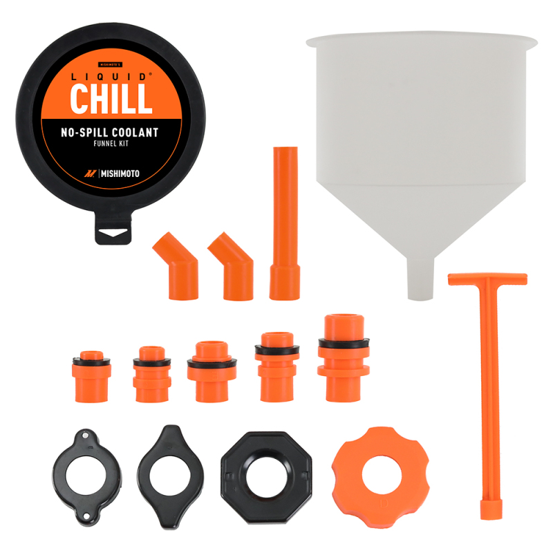 15-piece Mishimoto coolant funnel kit for spill-free filling