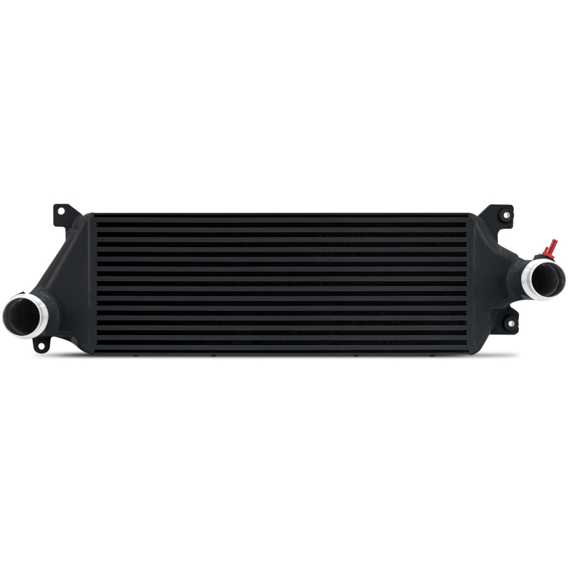Billet aluminum ORB ports and updated mounting bushings on Mishimoto intercooler end tank