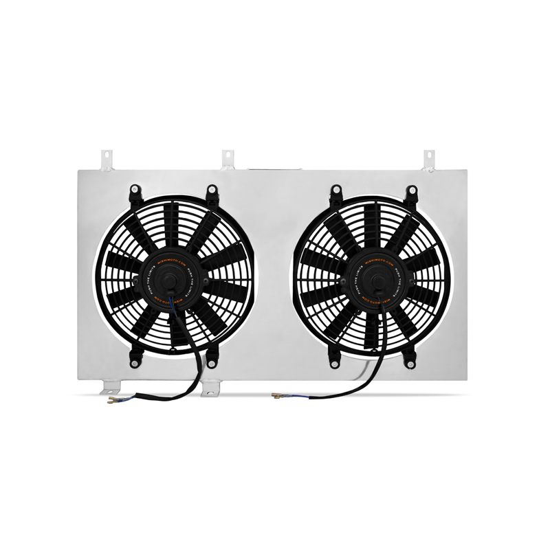 Mishimoto polished aluminum fan shroud for Mazda Miata designed to fit Mishimoto MMRAD-MIA-99 radiator