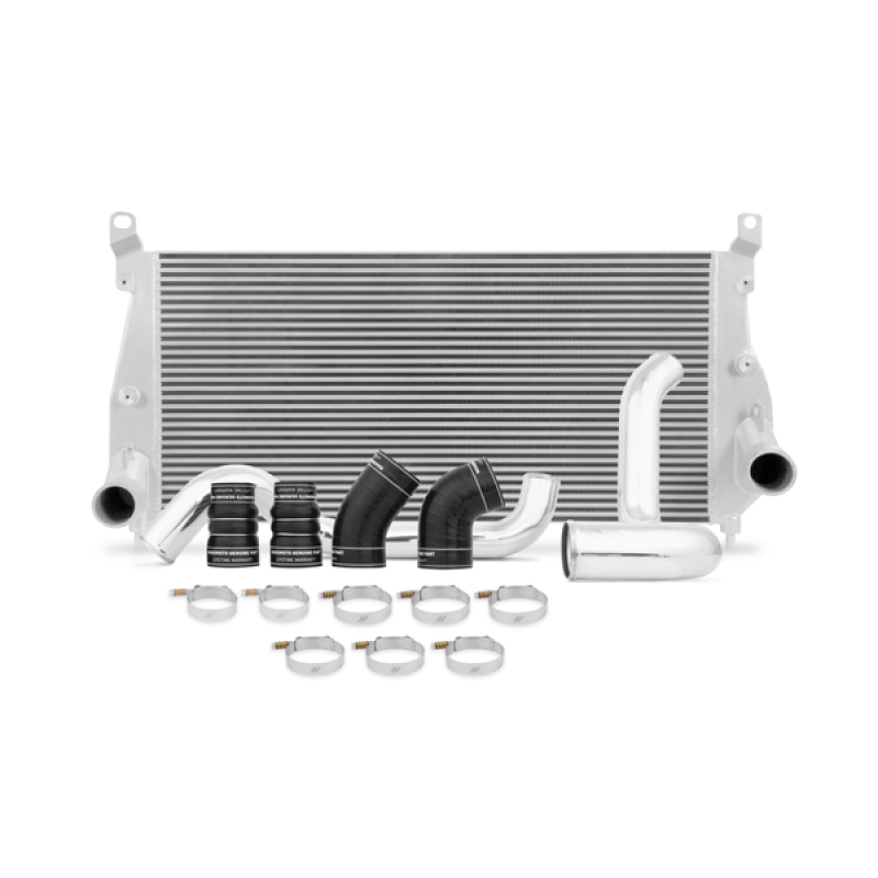 Mandrel-bent aluminum polished intercooler piping included in Mishimoto Duramax forced induction kit