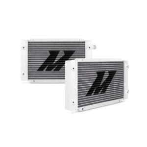 Mishimoto MMOC-19DP 19-row dual pass oil cooler with silver anodized bar-and-plate core