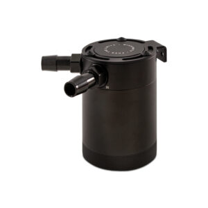 Mishimoto Compact Baffled Oil Catch Can, 2-Port, black anodized 6061 aluminum billet construction