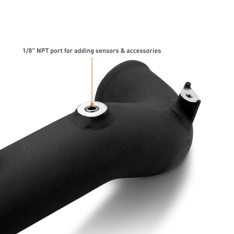 Cold-side intercooler pipe showing pre-drilled 1/8-inch NPT sensor port