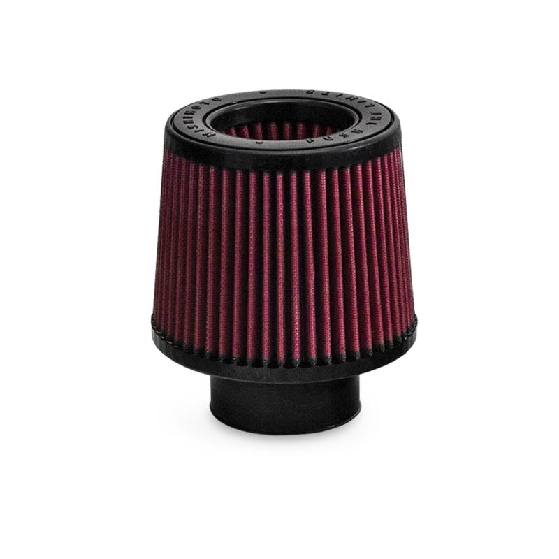 Mishimoto red performance air filter showing integrated powerstack for smoother airflow