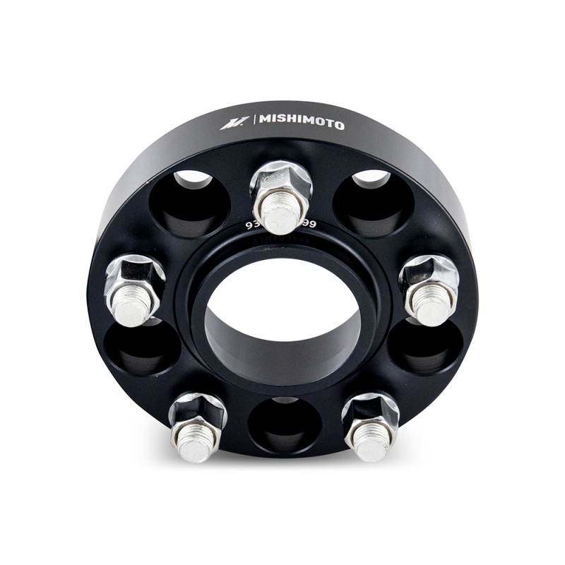 Mishimoto wheel spacer showing 67.1mm center bore and M12x1.5 threads