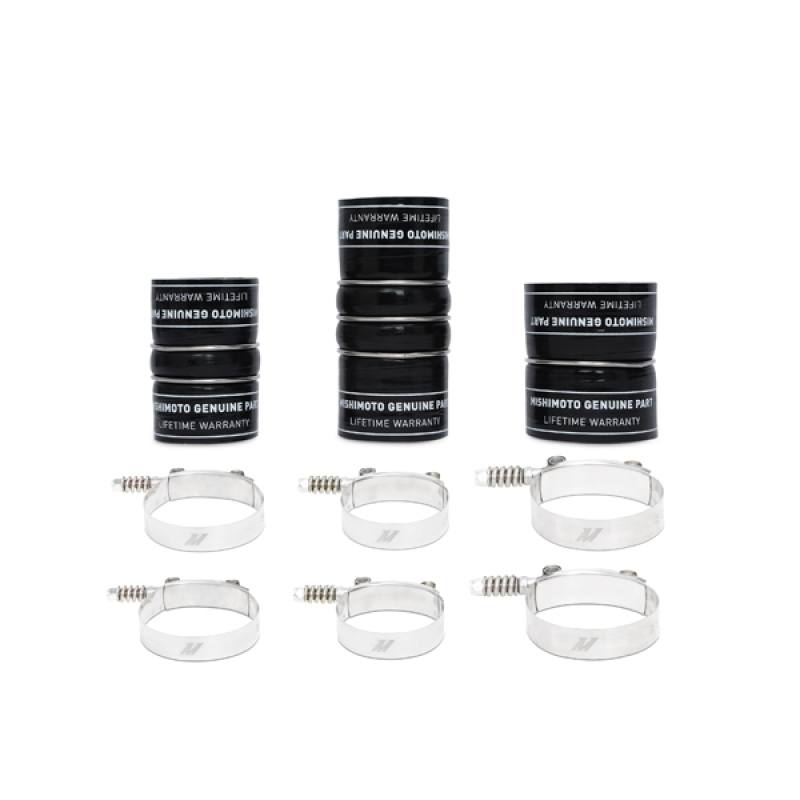 Mishimoto black silicone hot-side boot kit with DuraCore technology for 6.6L LML Duramax