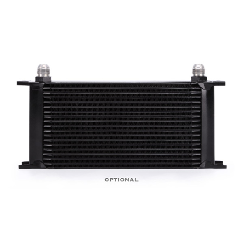 Black anodized Mishimoto oil cooler core with Performance grade bar-and-plate construction