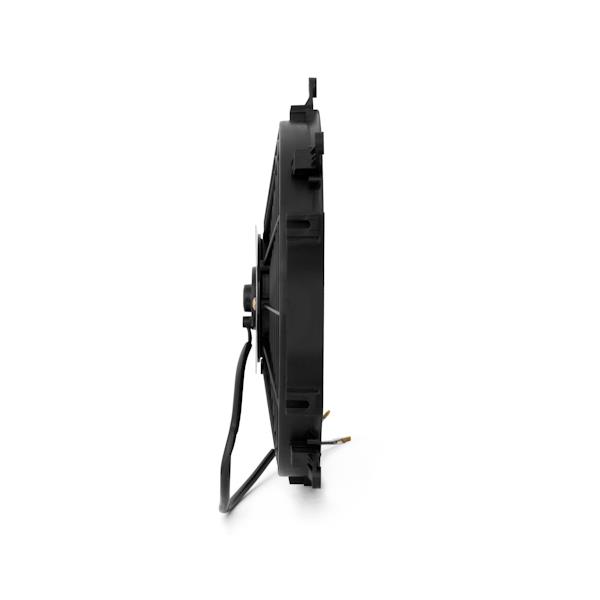 Mishimoto MMFAN-12 12-inch electric cooling fan installed flush against a radiator
