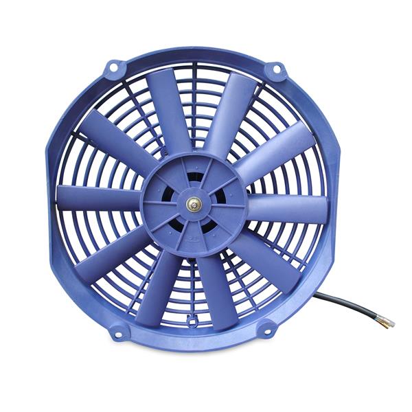 Mishimoto 12-inch cooling fan showing slim 2.5-inch depth profile