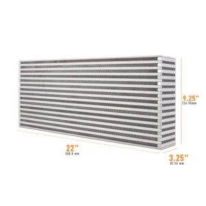 Mishimoto MMUIC-10 universal air-to-air race intercooler core measuring 22 x 9.25 x 3.25 inches