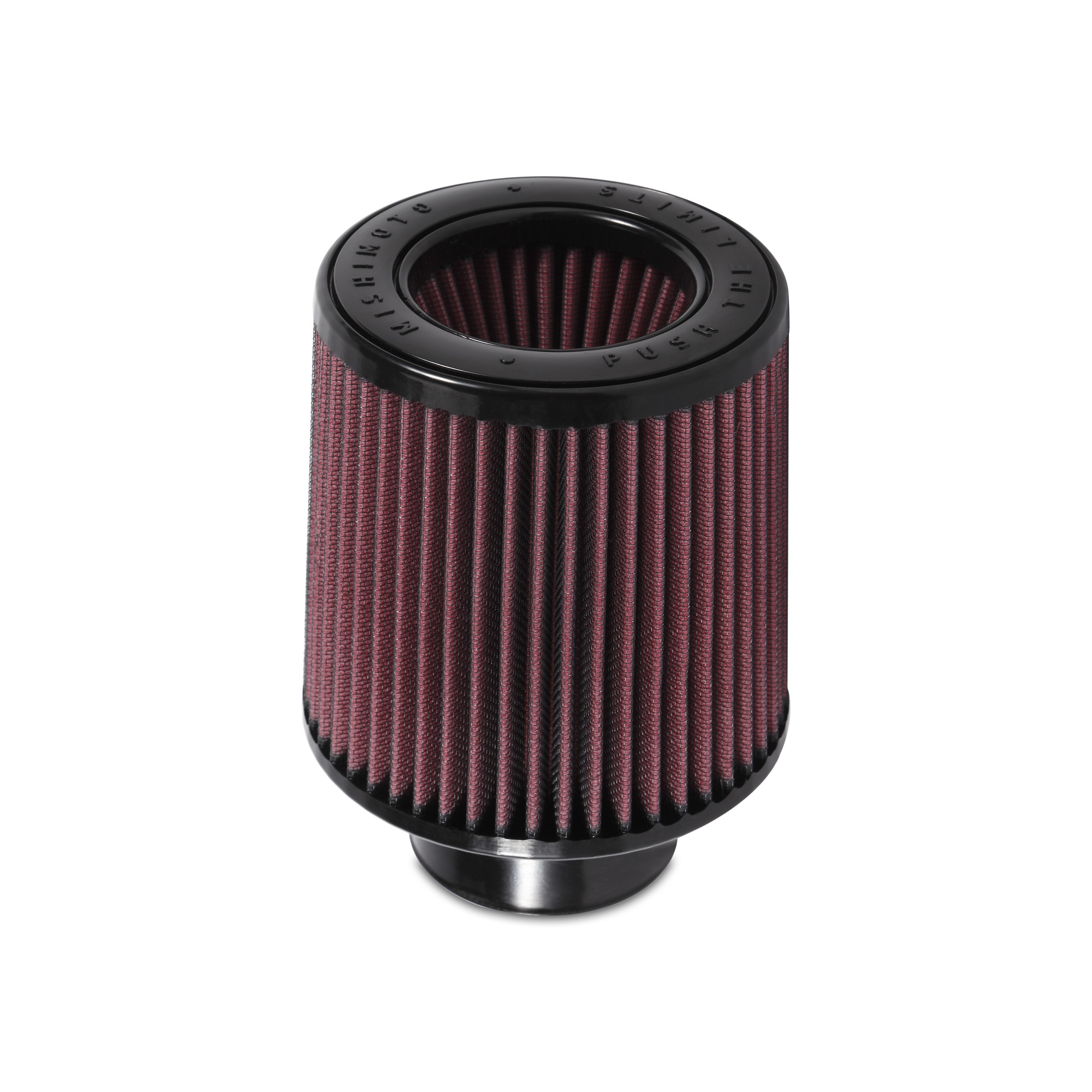 Red Mishimoto cotton air filter showing integrated powerstack design