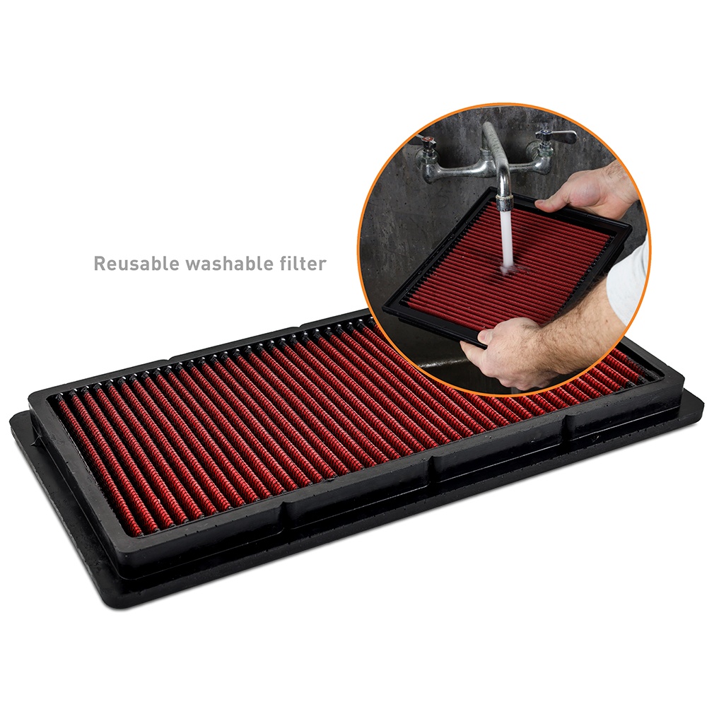 Mishimoto washable air filter designed as a direct drop-in for the Jeep Cherokee XJ