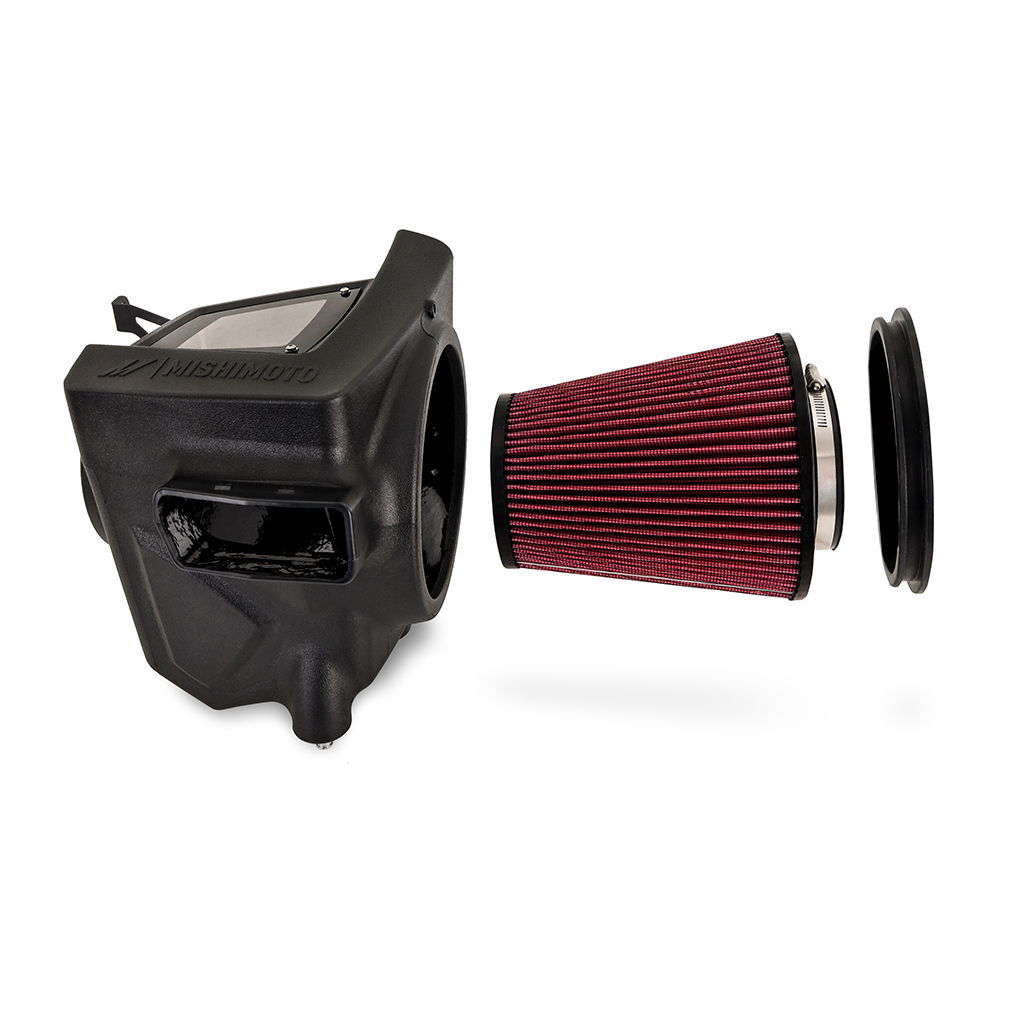 4.5-inch high-flow red air filter included with Mishimoto Bronco 2.7L EcoBoost intake