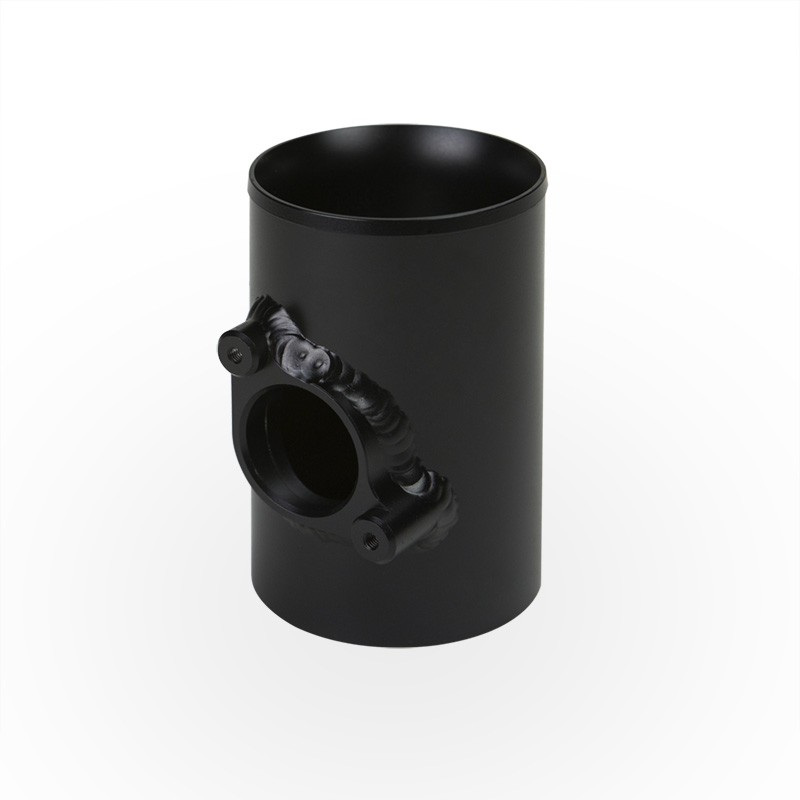 Black-powdercoated steel airbox from Mishimoto air intake system protecting the high-flow oiled filter