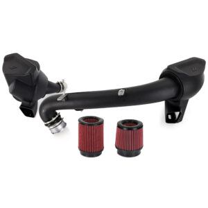 Mishimoto MMAI-G80-21 cold air intake system installed in a 2021+ BMW G8X M3 engine bay