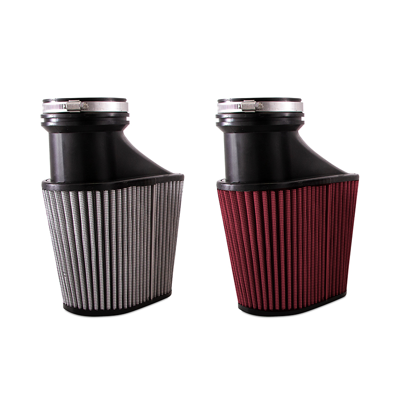 Red high-flow air filter Model 38672S included with Mishimoto Jeep Wrangler JL intake