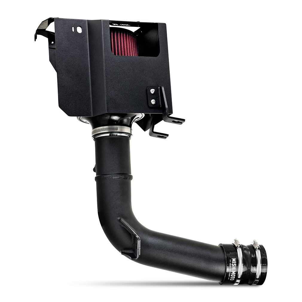 CNC-machined aluminum MAF sensor housing included with the Mishimoto WRX air intake kit