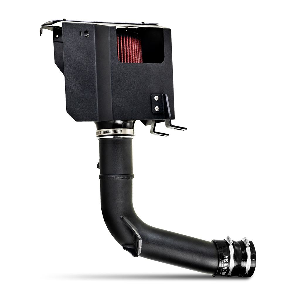 Silicone coupler, worm gear clamps, and hardware included with Mishimoto WRX air intake