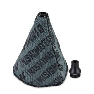 Mishimoto MMB-RECO-BK universal shift boot kit with black aluminum retainer and gray fabric boot