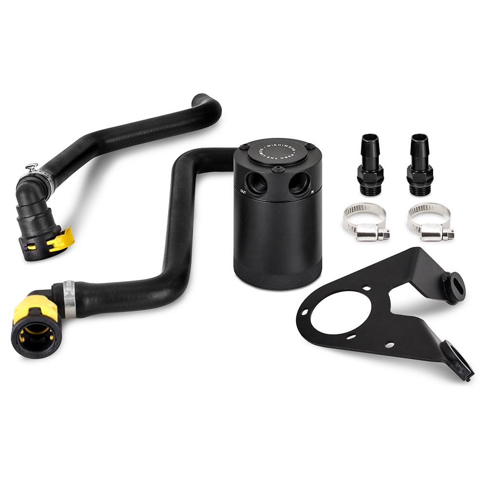 Mishimoto black anodized billet aluminum oil catch can for 2021+ Ford Bronco 2.7L EcoBoost