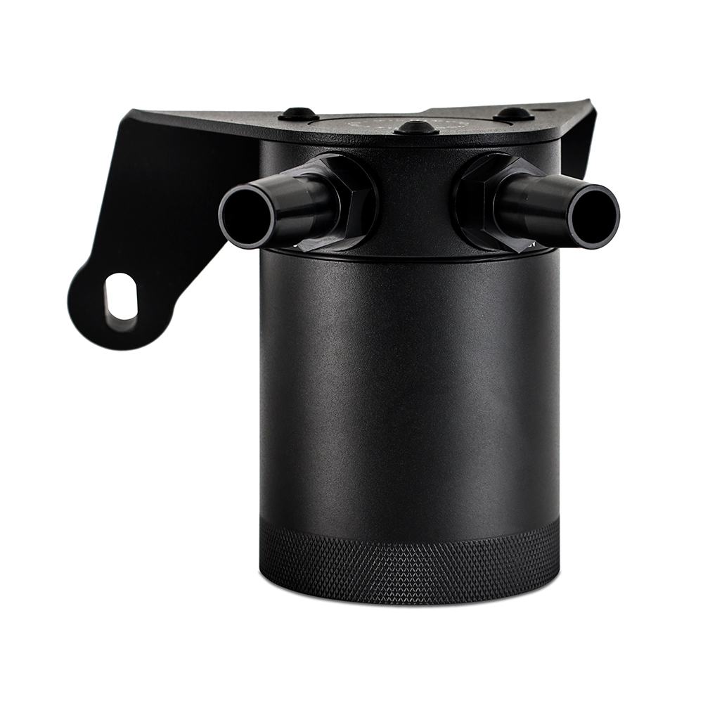 Mishimoto catch can mounted with 2.5mm-thick steel bracket on Ford Bronco 2.7L EcoBoost engine bay