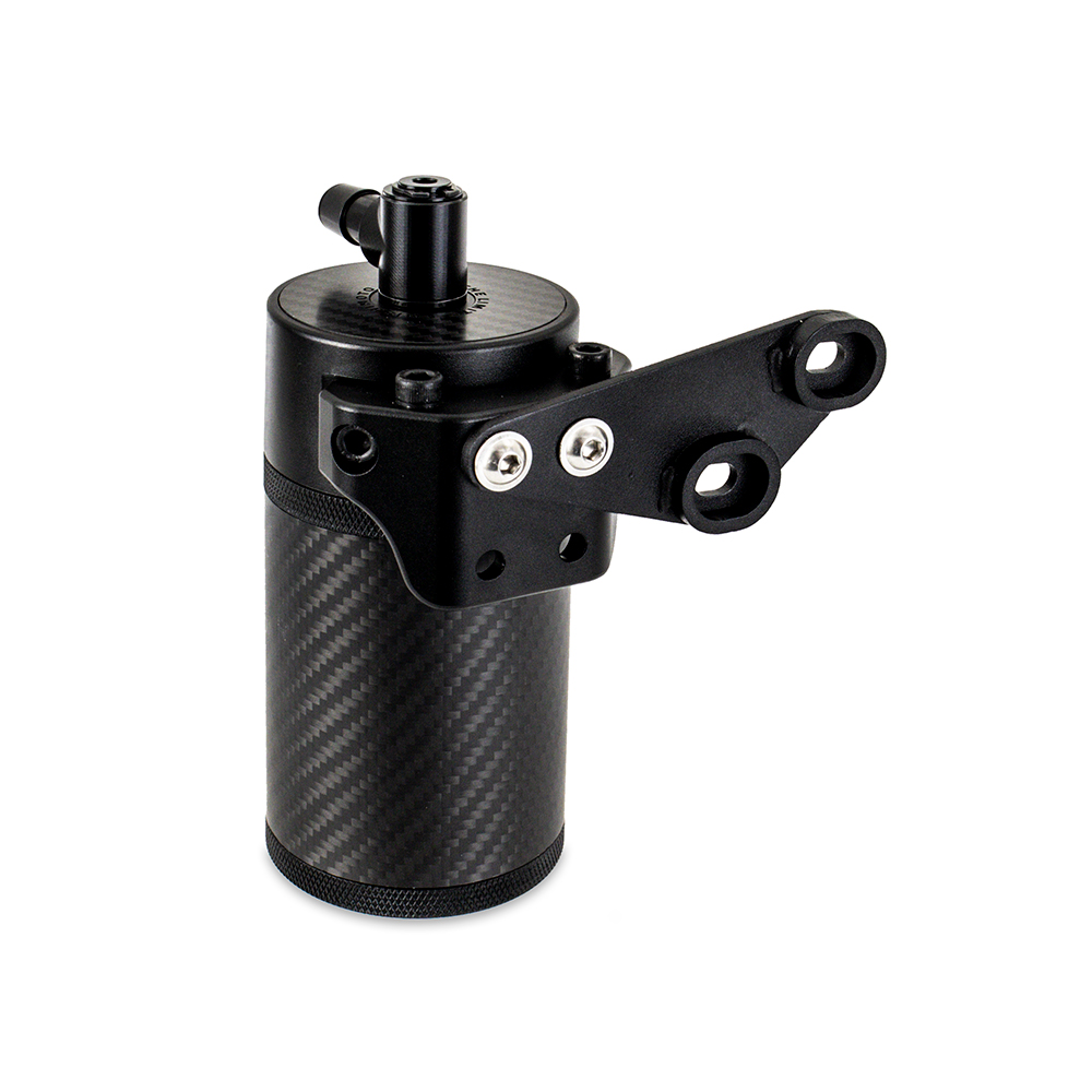 Direct-fit hoses with pre-installed quick-disconnect fittings included in the Mishimoto catch can kit