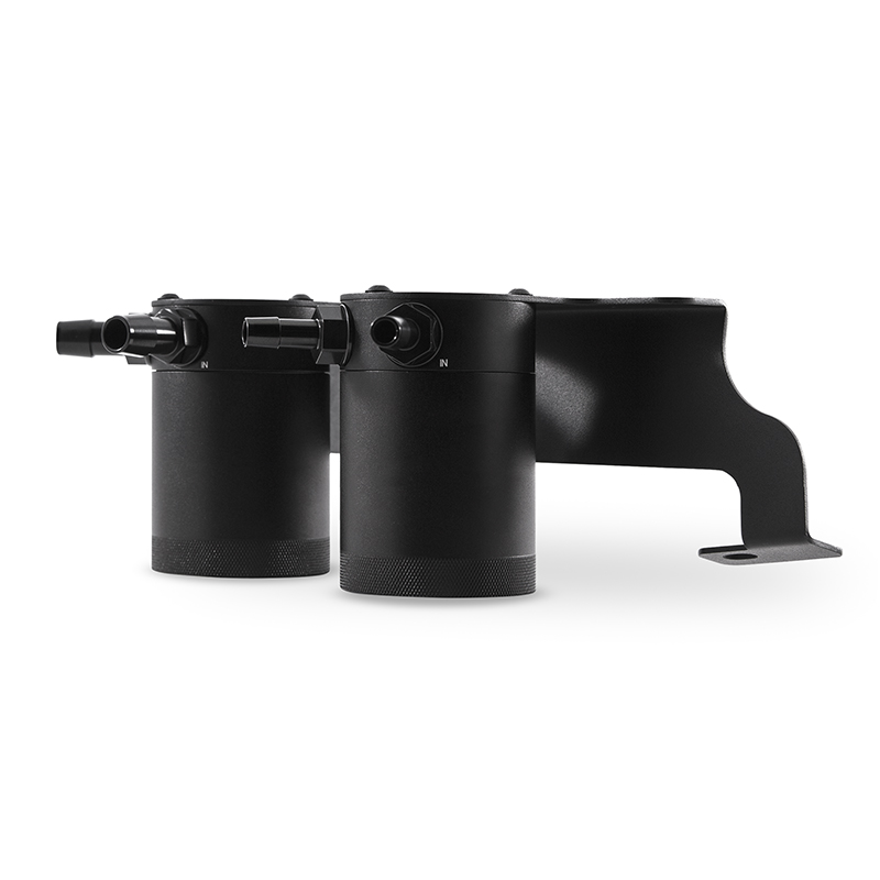 Twist-off catch can lid showing serviceable filter and drain plug on Mishimoto Camaro catch can kit