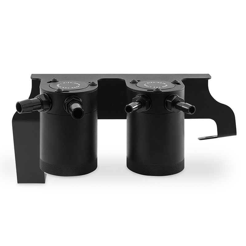 Pre-molded silicone hoses with OEM-style quick-disconnect fittings included with Mishimoto catch can system