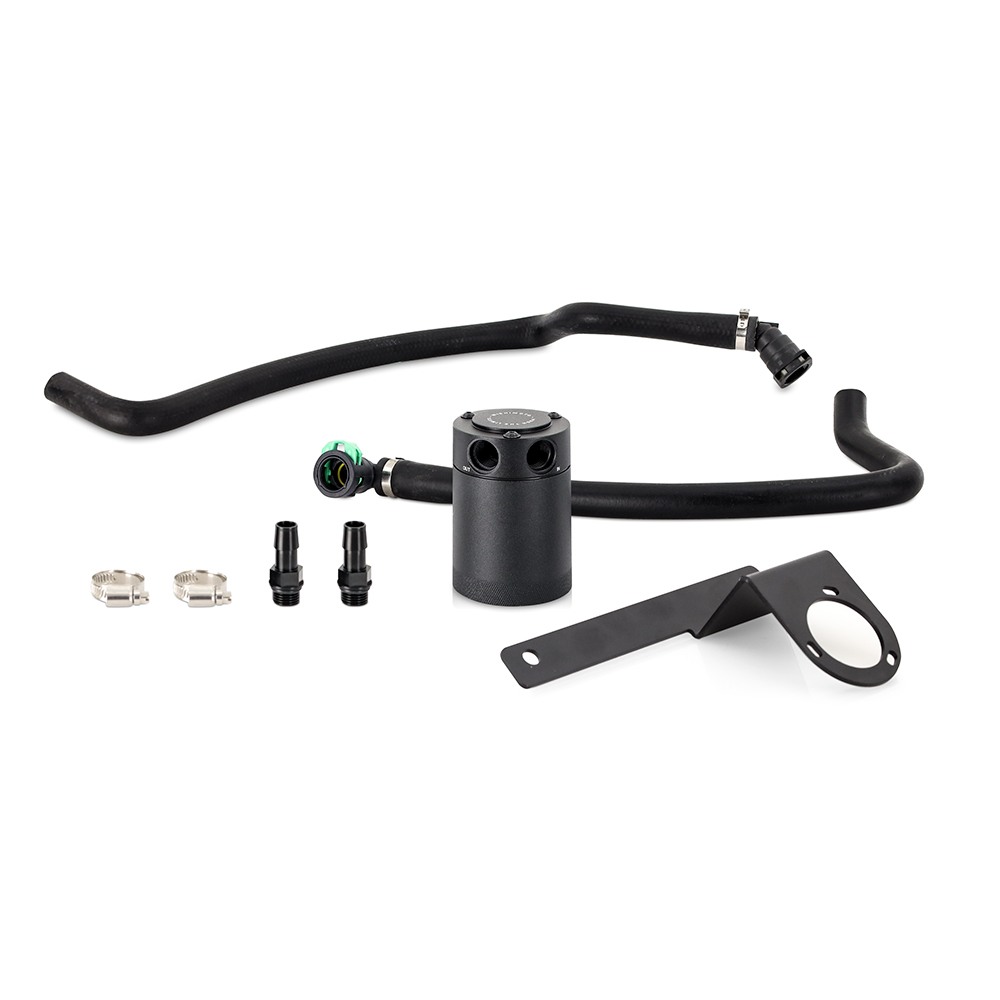 Mishimoto MMBCC-EST-20PBE black anodized catch can kit for 2020-2025 Ford Explorer ST 3.0L EcoBoost