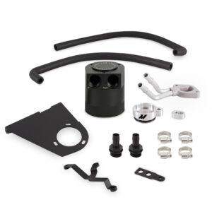 Mishimoto baffled oil catch can kit for 2017-2022 Ford 6.7L Powerstroke with black powder-coated bracket