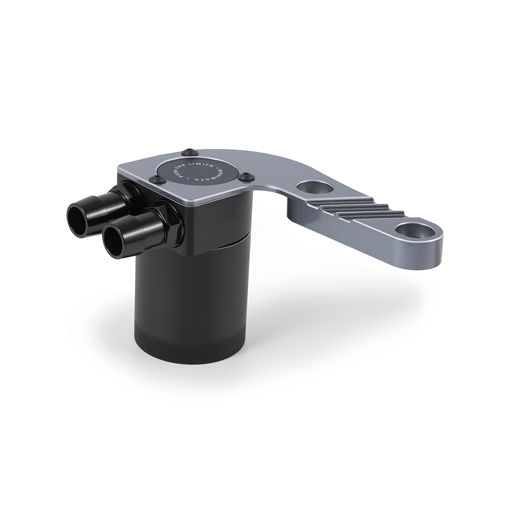 Billet 6061-T6 aluminum baffled oil catch can with anodized finish and twist-off lid