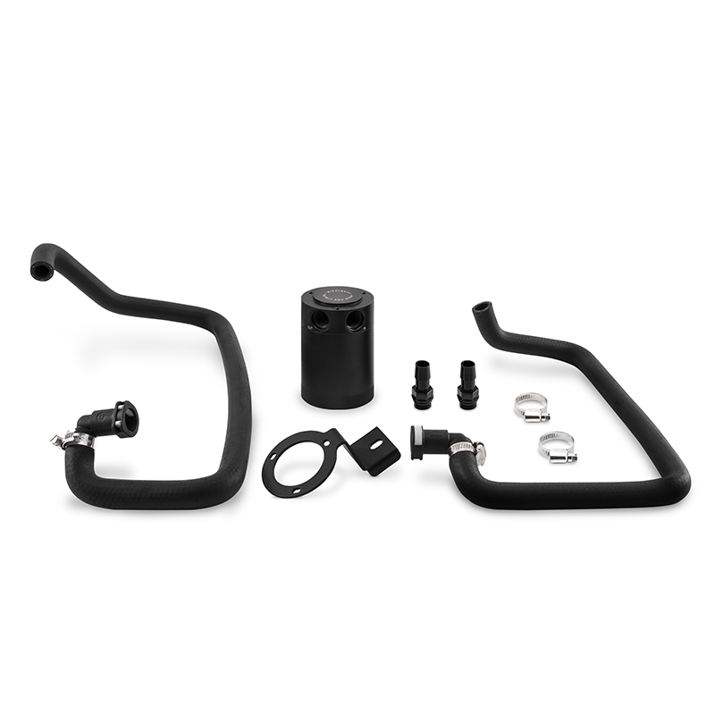 Black anodized 6061-T6 billet aluminum Mishimoto oil catch can with bronze filter