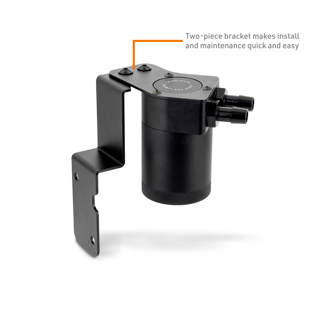 Mishimoto catch can steel mounting bracket installed on Ford Mustang GT S650 chassis