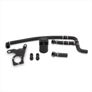 Mishimoto Direct-Fit Baffled Oil Catch Can Kit for 2018+ Audi S4/S5 3.0T TFSI, black anodized aluminum can