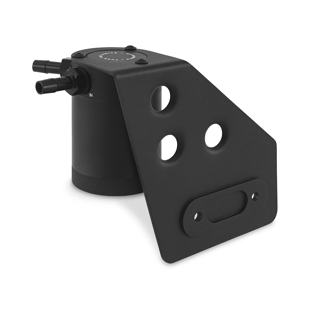 Application-specific mounting bracket for Mishimoto Toyota GR Supra baffled oil catch can