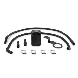 Mishimoto 2015-2021 WRX PCV side baffled oil catch can system with black anodized billet aluminum can