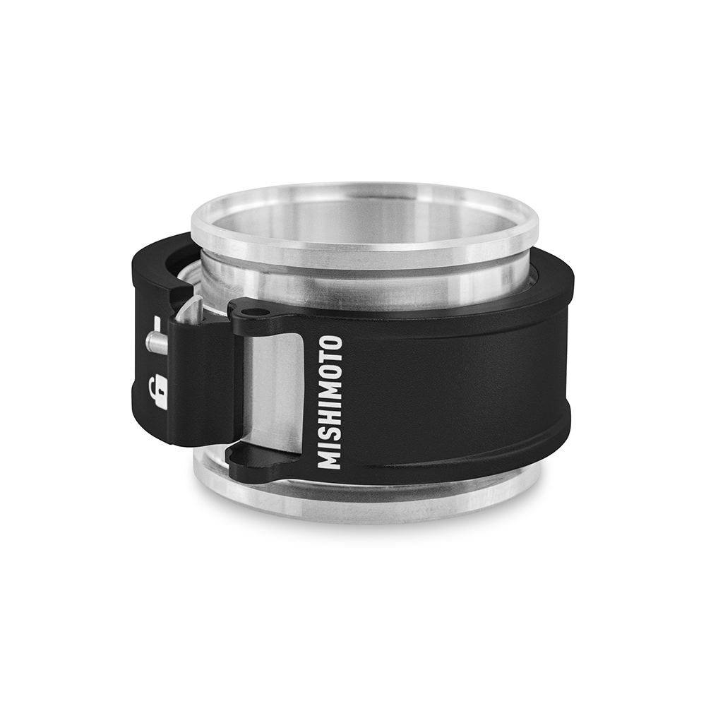 Black anodized 6061-T6 billet aluminum Quick-Disconnect clamp band with locking pin