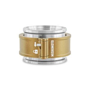Mishimoto MMCLAMP-QD-25GD gold anodized 2.5" quick release clamp assembly in billet aluminum