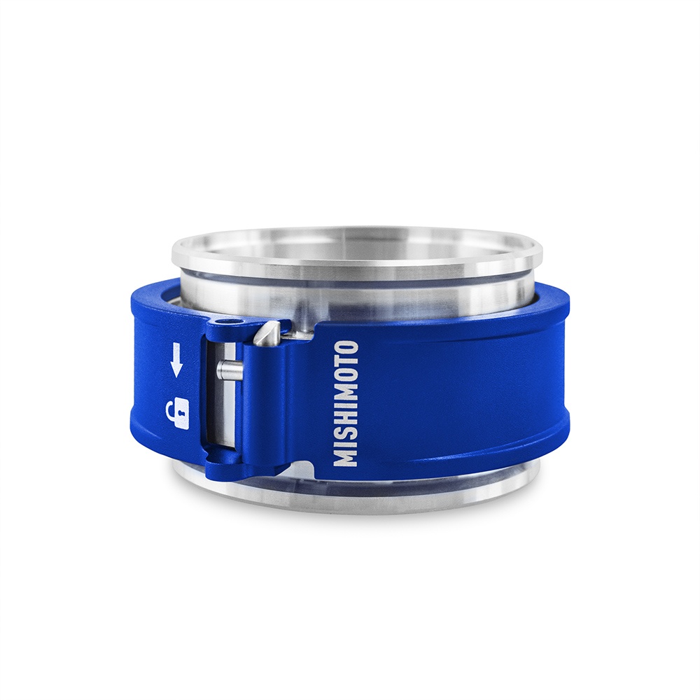 Mishimoto Quick Release Clamp Assembly MMCLAMP-QD-30BL in blue anodized 6061-T6 billet aluminum