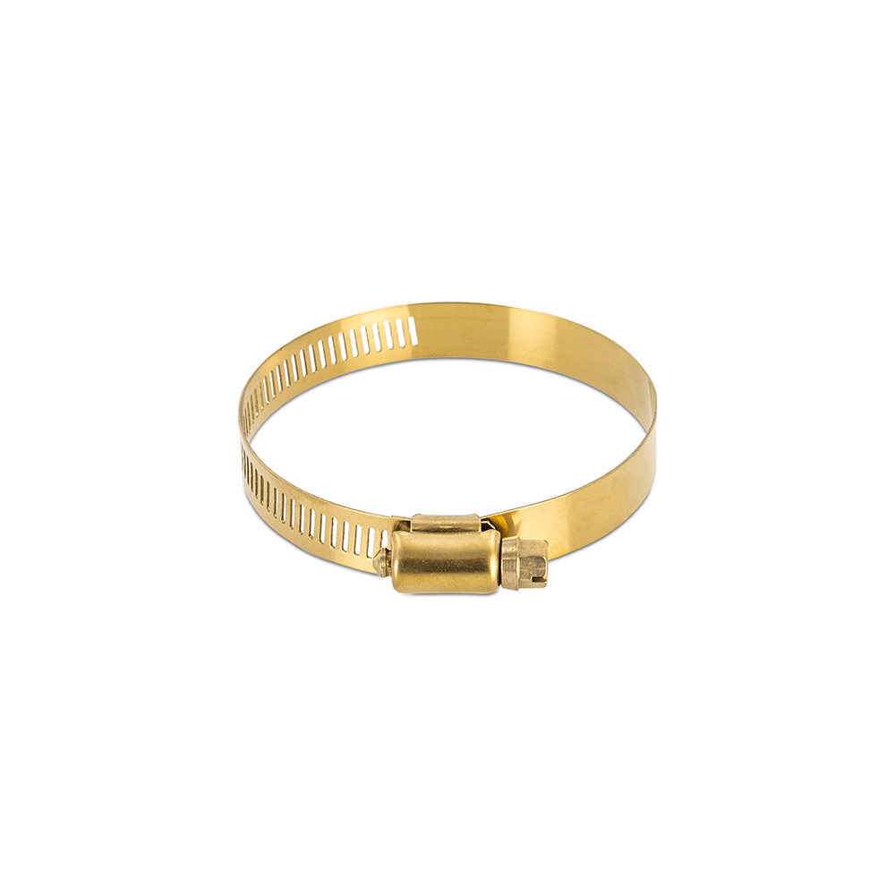 Mishimoto High-Torque Worm Gear Clamp in gold, stainless steel, fits 2.83-3.74in (72-95mm)