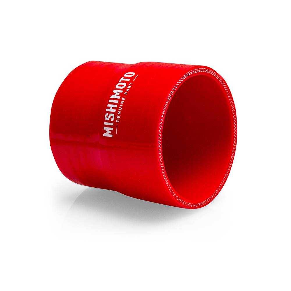 Close-up of Mishimoto silicone transition coupler showing heat-resistant embedded fibers