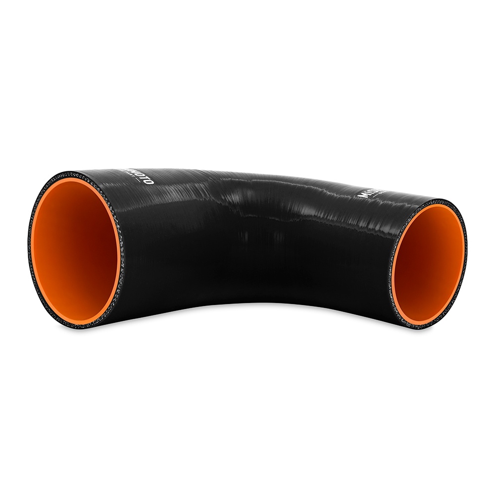 Close-up of four-layer silicone construction on Mishimoto 90-degree transition coupler rated to 330F