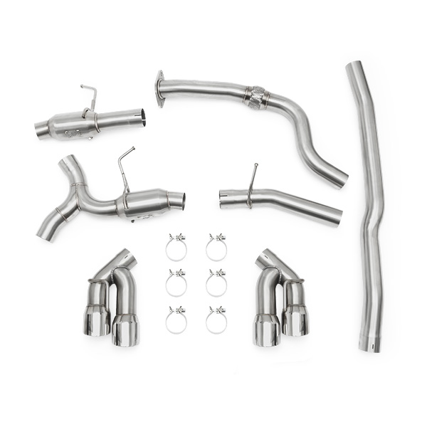 Mishimoto MMEXH-CAM4-16QTPP polished quad tip cat-back exhaust for Chevrolet Camaro 2.0T