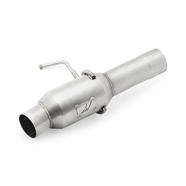Mishimoto cat-back exhaust rear view showing quad tip installation on Chevrolet Camaro