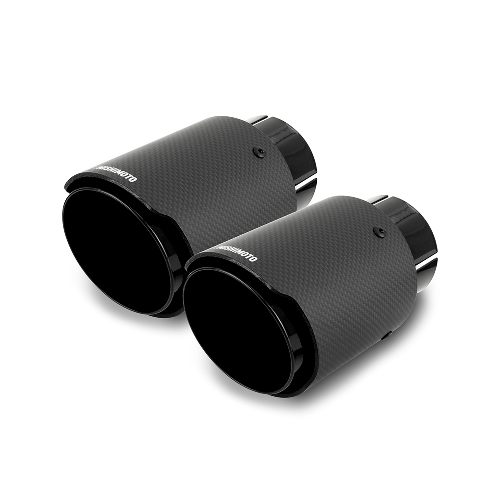 Mishimoto MMEXH-TIP-CFD25BK carbon fiber exhaust tip with black chrome 304 stainless-steel body