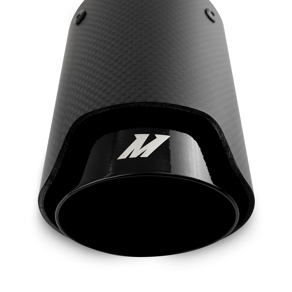 Mishimoto exhaust tip 2.5-inch slip-on inlet designed to fit over existing exhaust piping
