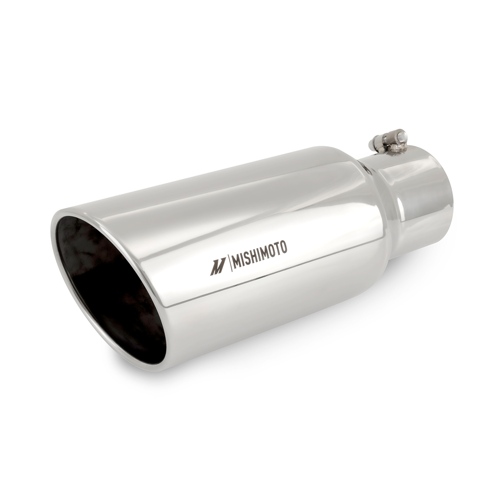 Mishimoto MMEXH-TIP-DSL46 polished 304 stainless steel 6-inch slash-cut diesel exhaust tip