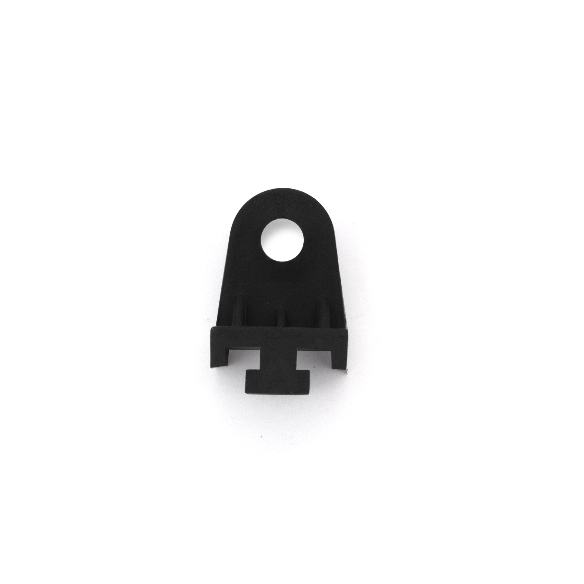 Four durable black plastic fan clips from Mishimoto for use with Electric Fan Mounting Kit