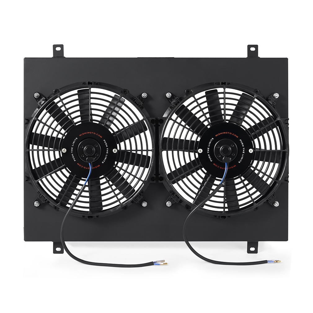 Mishimoto MMFS-MUS-79BK black aluminum fan shroud kit for 1979-1993 Ford Mustang