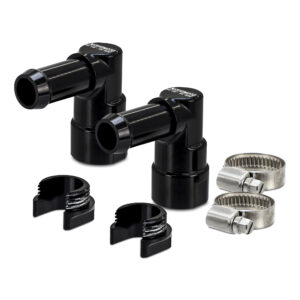 Mishimoto MMFT-HH-5858-90 black 6061 aluminum heater hose fitting set for Dodge Durango and Jeep Grand Cherokee